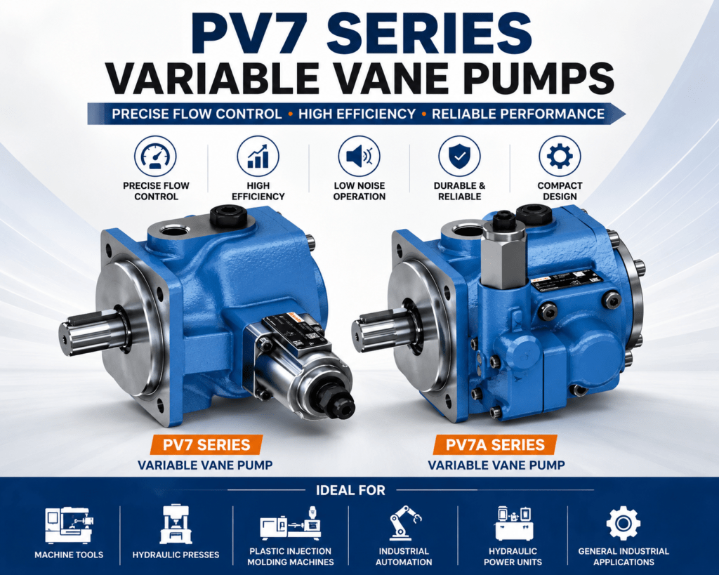 PV7 Series and PV7A variable vane hydraulic pumps for industrial applications